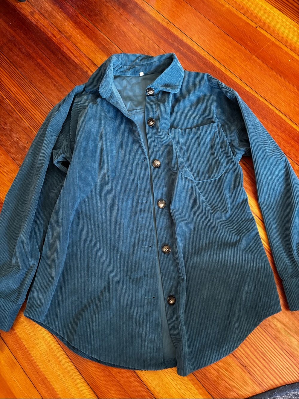 Women’s Teal Corduroy Button-Up Shacket